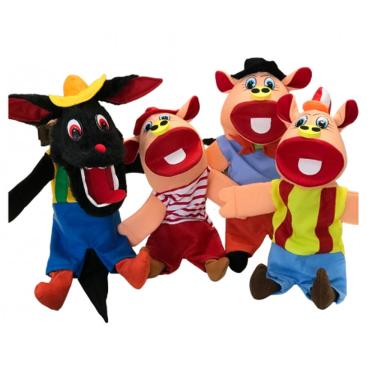 Imagem de Kit Fantoches Três Porquinhos- 4 Personagens