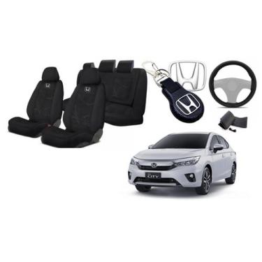 Imagem de Combo Capas Personalizado Honda City 19-24 + Volante + Chaveiro - Ferr