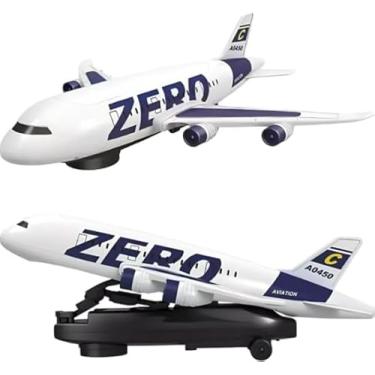 Imagem de Avião Air Line Brinquedo Zero Aviation Grande Com Luzes E Som E Movimento Modelo A888 Branco E Azul