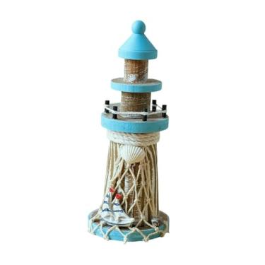 Imagem de Bothyi Enfeite de farol de madeira com tema de praia, decoração de mesa de torre de de 19 cm, decoração náutica para sala de estar de hotel e, Veleiro