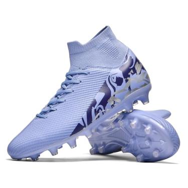 Imagem de Saynnie Chuteiras de futebol masculinas femininas para uso interno unissex cano alto AG TF botas de futebol juvenil beisebol rúgbi tênis de treinamento, 2606 Roxo Ag, 6.5 Women/5 Men