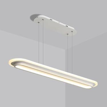 Imagem de Luminária pendente oval para mesa de jantar, luminária de escritório, luminária pendente LED 6000K, luz de teto branca quente, lustre moderno de tira longa, luminárias de lustre