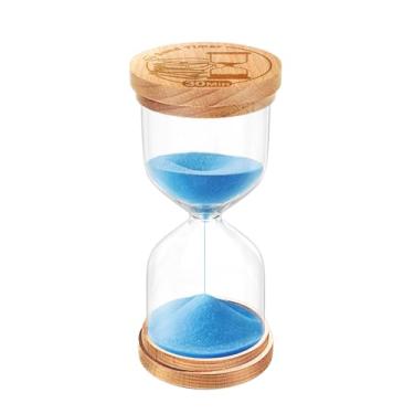 Imagem de CNCJ Temporizador de areia ampulheta de madeira, relógio de areia azul de 30 minutos Reloj De Arenai para decoração de mesa, cozinha, sala de aula, escritório, estudo, decoração de casa