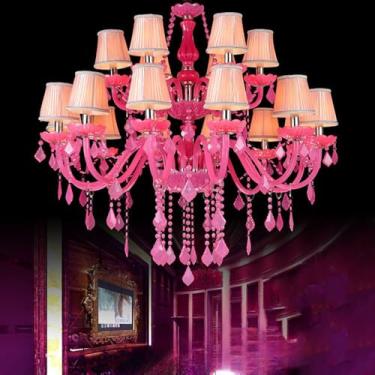 Imagem de Luminária pendente de vela de cristal europeia, sala de estar de luxo, restaurante, quarto, quarto de menina, vila, hotel, loja de roupas, salão de beleza, café, bar, lustre KTV (AB 18 luzes