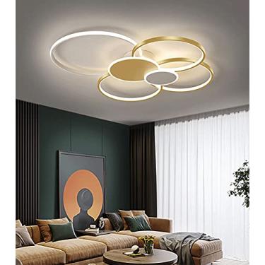 Imagem de Luminária de teto LED regulável para sala de estar, iluminação de teto para quarto, lâmpada com controle remoto, design criativo, lustre de metal acrílico para decoração de sala de estar, lâ