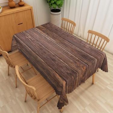 Imagem de SIEDYCV Toalha de mesa rústica marrom de madeira, 177 x 453 cm, vintage, rural, marrom, tecido de grão de madeira, poliéster, impermeável, reutilizável, capa de mesa retangular para jardim, festa