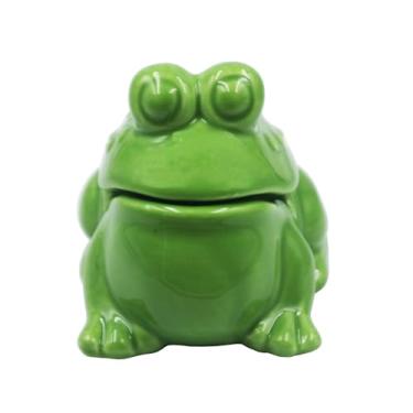 Imagem de Cinzeiro de sapo com tampas, bandeja de cerâmica de 9,5 cm para fumantes, decoração de escritório doméstico