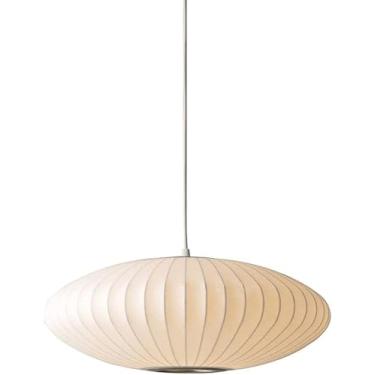 Imagem de Lustre de teto moderno de tecido de seda estilo japonês com 1 luz para sala de estar e mesa de jantar E27 luminária suspensa para decoração de casa interna (A)