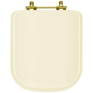 Imagem de Tampa De Vaso Laqueado Axis Creme Para Bacia Deca Com Ferragem Dourada