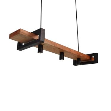 Imagem de Luminaria Metal e Madeira 79x25cm 3 Lampadas (Cedro Rosa)