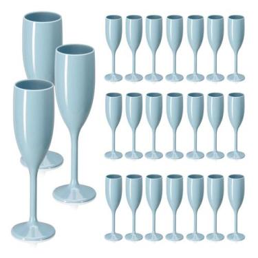 Imagem de Taças de champanhe XUWAIDSGN Unbreakable Blue 160 ml (pacote com 24)