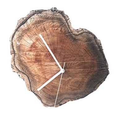 Imagem de Relógio de parede de grão de madeira alienígena 30,5 cm, relógio faça você mesmo, relógio de madeira maciça decorativo retrô