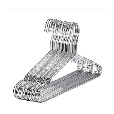 Imagem de Cabides de aço inoxidável 40 cm, 20 peças, cabides para roupas, padrão entalhado, economia de espaço