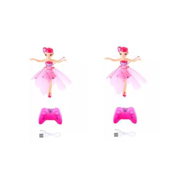 Imagem de Kit 2 Boneca Fada Voadora Controle Remoto Voa de Verdade