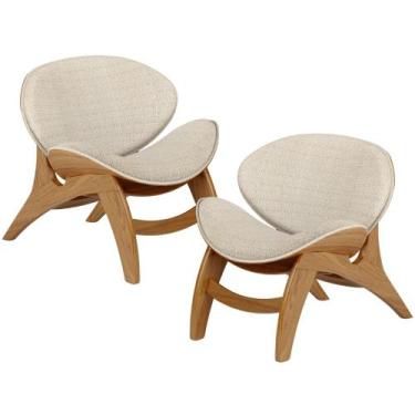 Imagem de Kit 2 Poltronas Decorativa Orgânica Sala Living Kadosh L02 Linho Palha