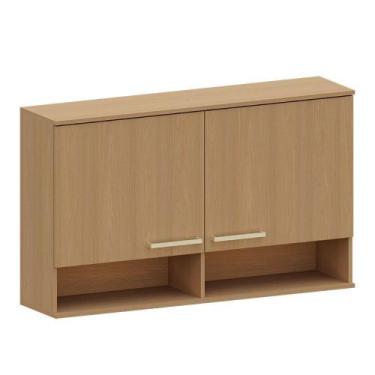 Imagem de Armário Aéreo 100% Mdf 2 Pts Nicho 120cm Duna Luciane Móveis Freijó/fr