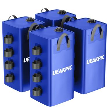 Imagem de UEAKPIC Pesos do dossel, conjunto resistente de 99,8 kg de 4 sacos de perna de água para tendas para gazebos ao ar livre, guarda-chuvas, pérgulas, guarda-sóis e móveis de pátio (azul 25 C x 4)