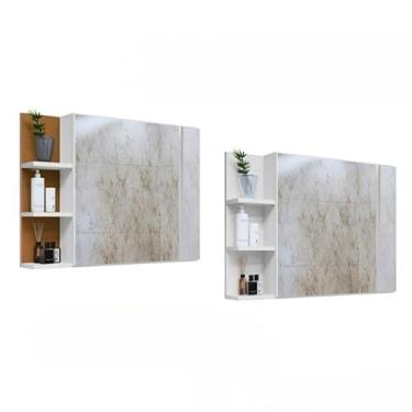 Imagem de Armário Banheiro com Espelho, Armario Espelheira com Porta(45 X 60 X 11,5cm)(BRANCO- BRANCO/NATURE)