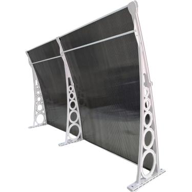 Imagem de Toldo Policarbonato 2,15x0,50m Cobertura para Portas e Janelas Imperial com Fita de Vedação Proteção Casa e Comércio com Filtros de Raios UV (FUME COM BRANCO)
