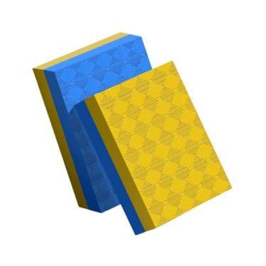 Imagem de Aymzbd Pacote com 2 Protetores para Levantamento de Peso, Tapete Silencioso à Prova de Choque para Treinamento em Clube, Amarelo Azul 50x33x4cm