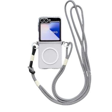 Imagem de Case Capinha com Alça Galaxy ZFlip 7, Proteção Completa, Ganchos Reforçados, Transparente Premium, Anti-Amarelamento, Compatível com Carregamento sem Fio (branco)