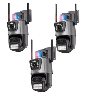 Imagem de KIT Câmera De Segurança Externa Lente IC Dupla Com Sirene Wifi 6mp Full Hd 4K 360graus Visão Noturna(KIT3_Camera_Dupla_Alarme)