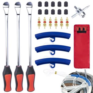 Imagem de ecocstm Colheres de pneu de 12,2 polegadas, ferramentas de troca de pneu de bicicleta suja, kit de troca de pneu, ferramenta de remoção de pneu, com protetor de aro, ferramenta de válvula, núcleos e