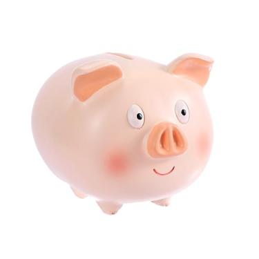 Imagem de GudaAphrmix Cofrinho de porco – Linda caixa de dinheiro de resina para crianças, meninas, meninos, adultos, recipiente inquebrável para guardar moedas, decoração de casa, Natal, aniversário, berçário