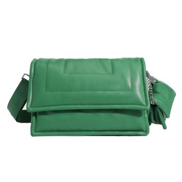 Imagem de Luqeeg Bolsa de Mão com Acolchoamento de Penas, Bolsa de Cor Lisa de PU Macio com Bolsa de Ombro Pequena com Acolchoamento de Penas e Vários Compartimentos Funcionais para Mulheres (Verde)
