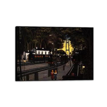 Imagem de Paul Delvaux Print Station Forestiere Pintura em tela famosa pôsteres de arte surrealismo imagem de arte de parede para decoração de escritório em casa presente exclusivo 100 x 70 cm (99 x 71 cm