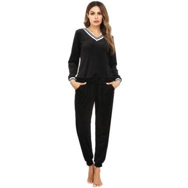 Imagem de Track Suits Irevial para mulheres Crushed Velvet Black S