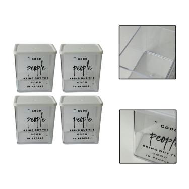 Imagem de Kit 4 Potes Herméticos Organizadores Alimentos Sabão 615Ml