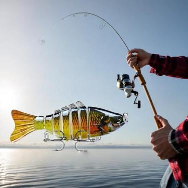 Imagem de 1 pacote de iscas de pesca de água doce e salgada | Isca realista para robalo, truta, tipo de peixe, Walleye, lúcio, bluegill, salmão