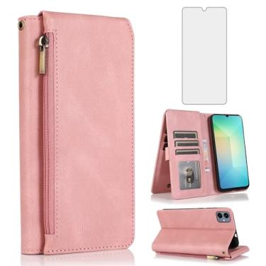 Imagem de Asuwish Capa carteira compatível com Samsung Galaxy A06 5G, protetor de tela de vidro temperado e zíper retrô de couro, suporte para cartão, acessórios para celular Ao6 A 06 4G LTE feminino masculino