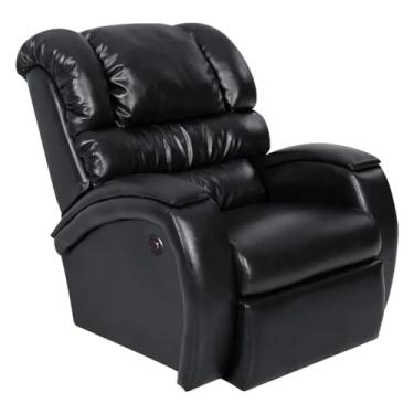 Imagem de Poltrona do Papai Reclinável Zero Wall com Botão Manchester PU Sintético Preto Brilho G23 - Encantum