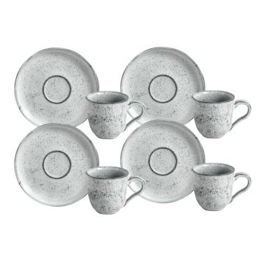 Imagem de Jogo De Xicaras Café Pires 120Ml 4 Peças Bio Echo Rustico