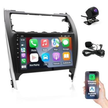 Imagem de Rádio estéreo automotivo 4G + 64G para Toyota Camry 2012 2013 2014, rádio com tela sensível ao toque IPS HD de 10 polegadas com CarPlay sem fio e Andriod Auto/WiFi/Bluetooth/GPS/Mirror Link/FM/USB/SWC