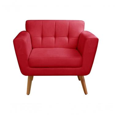 Imagem de Poltrona Decorativa Bruna Living Sala Quarto Recepção - Suede Vermelho 100