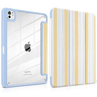 Imagem de Yebiseven Capa para iPad Pro de 11 polegadas (M5 2025 M4 2024) – [Suporte de lápis embutido], à prova de choque e elegante, parte traseira rígida transparente + borda de TPU macio, suporte magnético