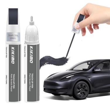 Imagem de KIKIMO Para tinta de retoque Tesla (cinza furtivo (PN01)), kit de reparo de pintura de carro para Tesla modelo Y/3/S/X, reparo de arranhões 2 em 1 com ponta de caneta e pincel, cor combinada para