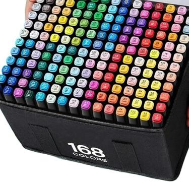 Imagem de 36/60/80/100/120/168 peças Caneta Marcadora De Cabeça Dupla Conjunto De Canetas De Aquarela Especial Para Crianças (168 Cores)