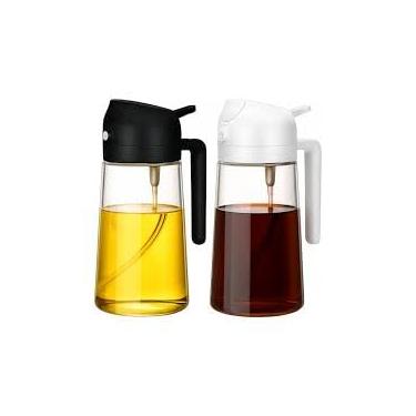 Imagem de Spray e Dosador de Azeite 2 em 1 – Pulverizador Borrifador Galheteiro 500ml de Vidro para Óleo, Vinagre e Molhos | Ideal para Saladas, Churrasco, Air Fryer e Frituras – Culinária Saudável Prático