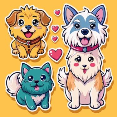 Imagem de Adesivo de Parede Infantil Kawaii com Animais Fofo para Quartos e Cadernos 50x50cm