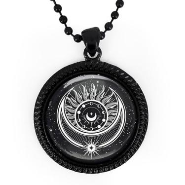 Imagem de Colar de tarô místico - Aratron esotérico, pingente artesanal de sol e lua, prata ou preto - 650-RN, Large, Metal, Sem Pedra Preciosa