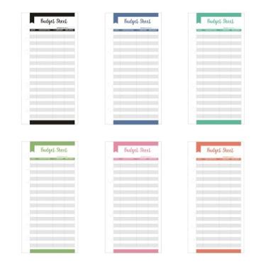 Imagem de Folhas de orçamento, agenda de fichário A6, refil de 6 furos para agenda, acessórios para caderno, organizador de notas de dinheiro