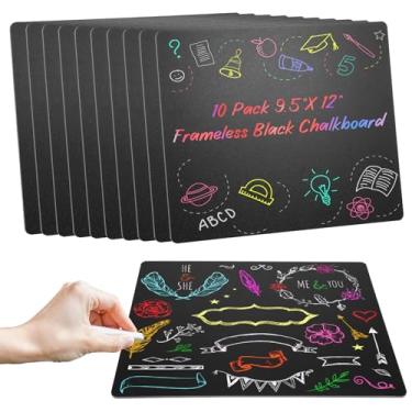 Imagem de 10 peças, quadro negro sem moldura, 30 x 23 cm, placa de giz pequena para mesas, placas de quadro-negro, mini quadro negro para restaurante, sala de aula, decoração de escritório em casa