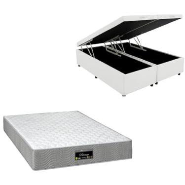 Imagem de Cama Box Baú Bipartida Blindada com Colchão RivIera Molas Ensacadas 25cm (CORINO BRANCO, Casal Bipartido)