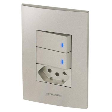 Imagem de Conjunto 2 Interruptores Led + 1 Tomada 10A - Inova Titanium