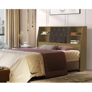 Imagem de Cabeceira Casal Box 1,40mt Com Nicho Prateleira Porta Com Capitone Nub