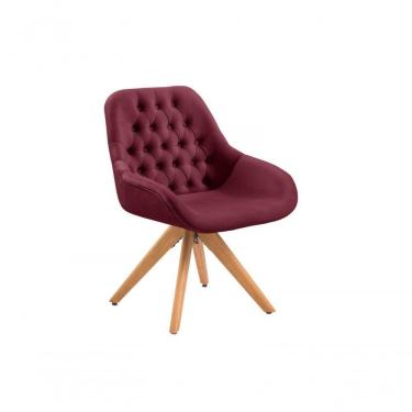 Imagem de Poltrona Decorativa Alice Suede Capitone Pe Palito Unidecor Bordô